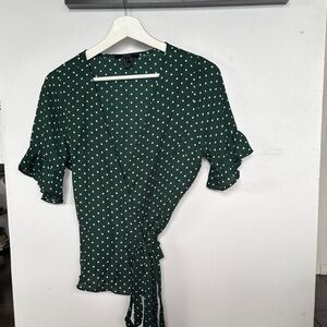 Forever 21 Forest Green Polka Dot Blouse